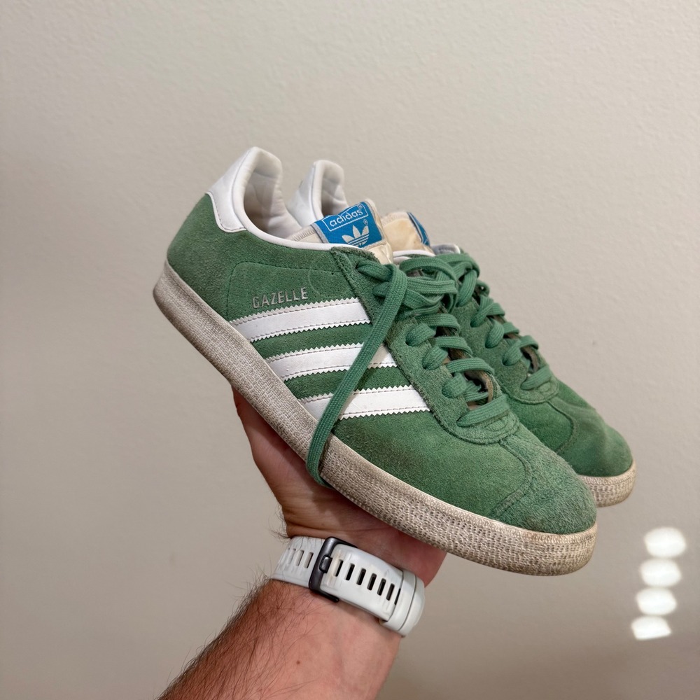 Adidas Gazelle Green White Suede Gum Sole Sneakers IG1634 Mens 8 / Womens 9.5